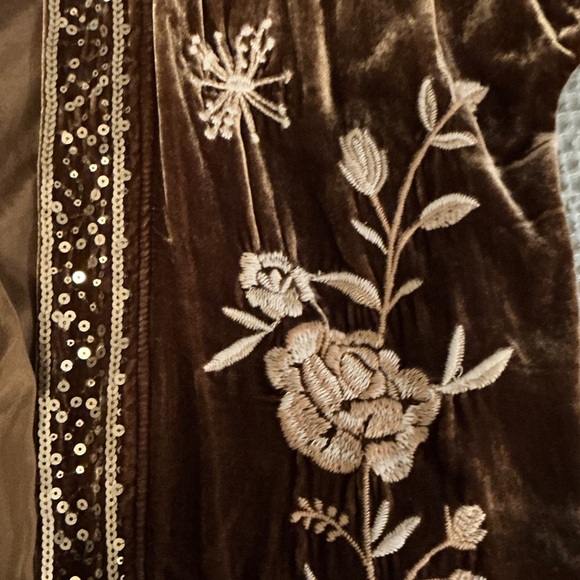 Johnny Was Brown Velvet Silk blend Kimono in Brown size XS - Picture 4 of 11
